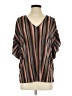 Vanessa Virginia 100% Polyester Stripes Brown Short Sleeve Blouse Size S - photo 1