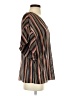 Vanessa Virginia 100% Polyester Stripes Brown Short Sleeve Blouse Size S - photo 4
