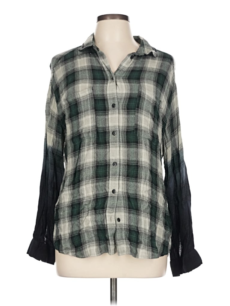 Pre-owned Ecote 3/4 Sleeve Button Down Shirt In Green