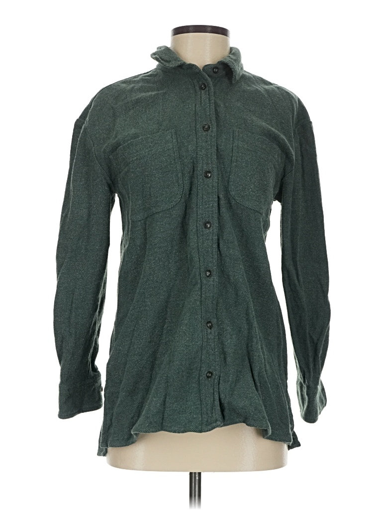 Pre-owned Madewell Long Sleeve Button Down Shirt In Green