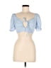 Speechless Blue Short Sleeve Top Size M - photo 1