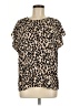 Halogen 100% Polyester Animal Print Tan Short Sleeve Blouse Size M - photo 1