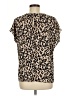 Halogen 100% Polyester Animal Print Tan Short Sleeve Blouse Size M - photo 2