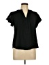 Mine 100% Polyester Black Short Sleeve Blouse Size L - photo 1