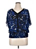 Thalia Sodi 100% Polyester Blue Short Sleeve Blouse Size L - photo 1