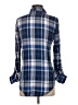 Stoosh 100% Rayon Plaid Blue Long Sleeve Button-Down Shirt Size S - photo 2