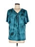 Shein Curve Tie-dye Teal Short Sleeve Blouse Size 14 Plus (1) - photo 1