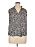 On 34th Animal Print Ivory Sleeveless Button-Down Shirt Size XL - photo 1
