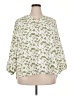 Fun2Fun 100% Polyester Print Green 3/4 Sleeve Blouse Size 2X - photo 1