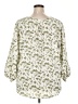 Fun2Fun 100% Polyester Print Green 3/4 Sleeve Blouse Size 2X - photo 2