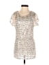 Flowers By Zoe 100% Polyester Silver Short Sleeve Top Size S - photo 1
