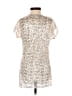 Flowers By Zoe 100% Polyester Silver Short Sleeve Top Size S - photo 2