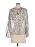 Ulla Johnson 100% Silk Gray Ivory 3/4 Sleeve Silk Top Size 2 - photo 1