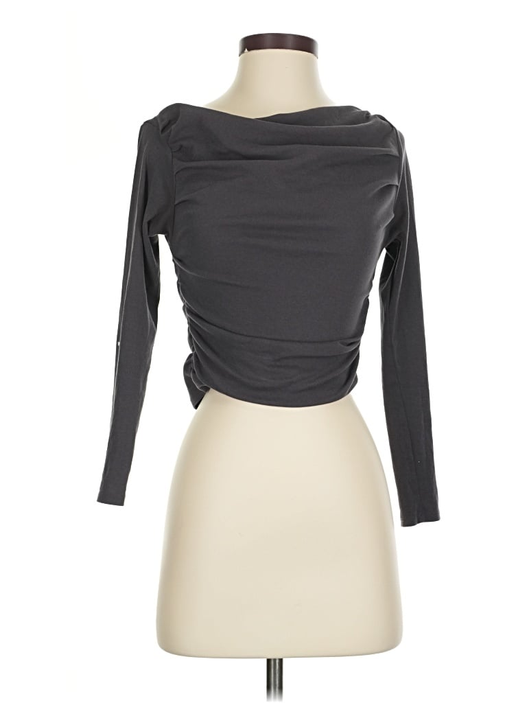 Pre-owned Micas Long Sleeve Top Gray Cowl Neck Tops