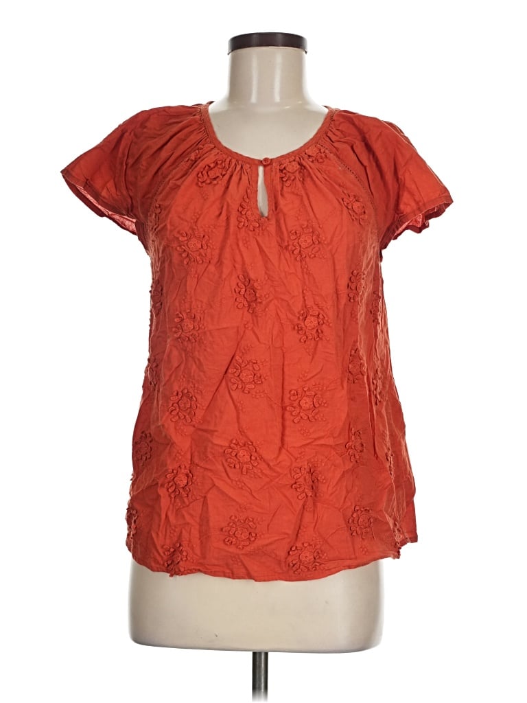 Pre-owned Laura Scott Short Sleeve Blouse In Orange