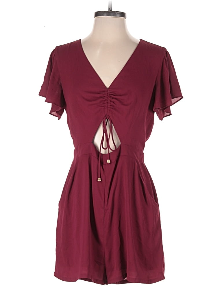 Pre-owned Express Romper In Burgundy