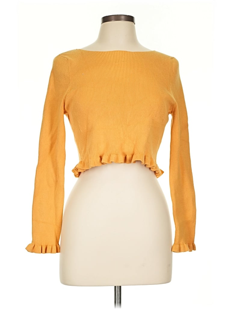 Pre-owned Lush Long Sleeve Top Yellow Boatneck Tops