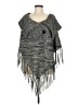 Papaya 100% Acrylic Gray Black Poncho Size Med - Lg - photo 1