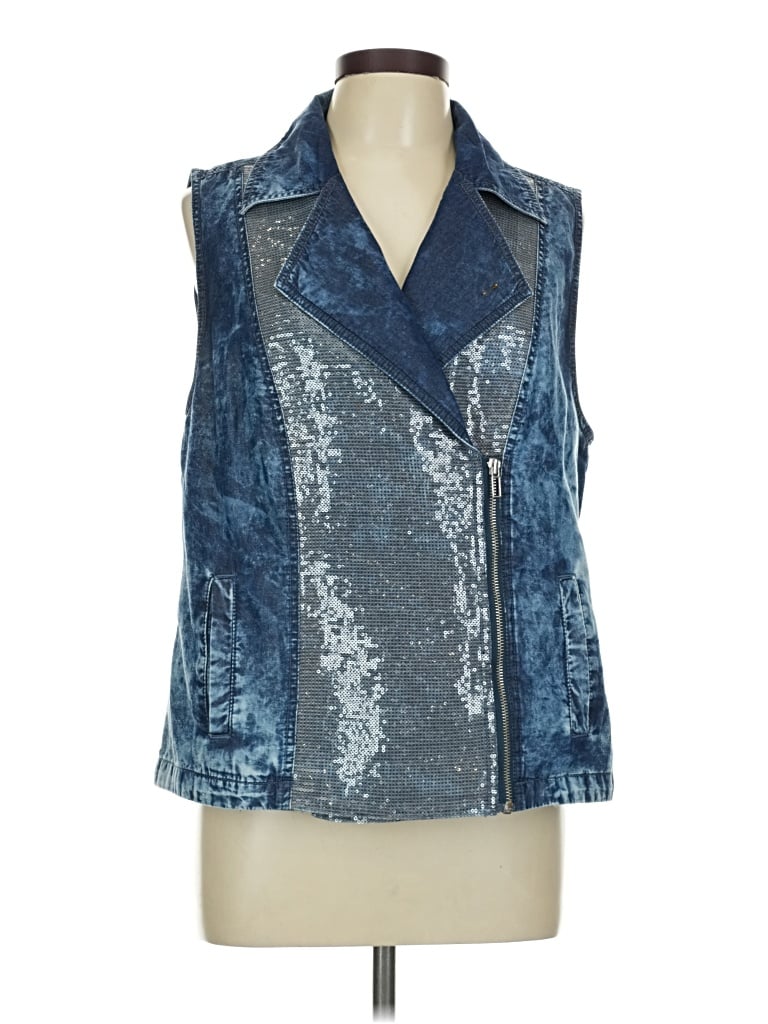Pre-owned Chico's Denim Vest In Blue