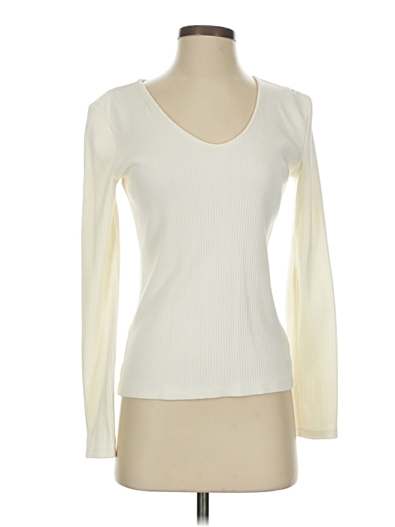 Pre-owned Talbots Outlet Long Sleeve Top Ivory Scoop Neck Tops
