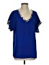 Cotton Bleu 100% Polyester Blue Short Sleeve Blouse Size S - photo 1