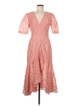 sachin and babi light blue dress Rebecca Taylor Cotton Blend Dress with Embroidered Mesh Embellishment 8