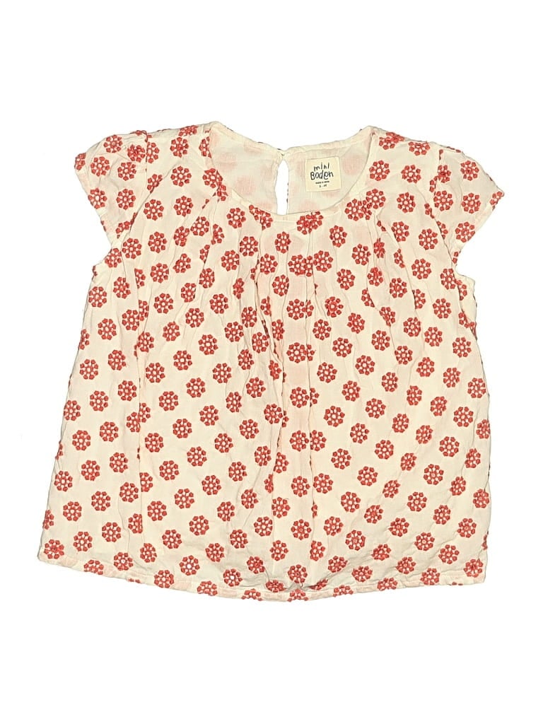 Pre-owned Mini Boden Kids' Short Sleeve Blouse In White