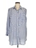 Chico's 100% Lyocell Stripes Blue 3/4 Sleeve Button-Down Shirt Size Med (1) - photo 1