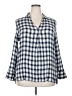 Le Lis Checkered-gingham Blue 3/4 Sleeve Blouse Size XXL - photo 1