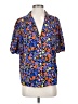 Shein 100% Polyester Floral Blue Short Sleeve Blouse Size 2 - photo 1