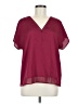 DKNY 100% Polyester Burgundy Short Sleeve Blouse Size M - photo 1