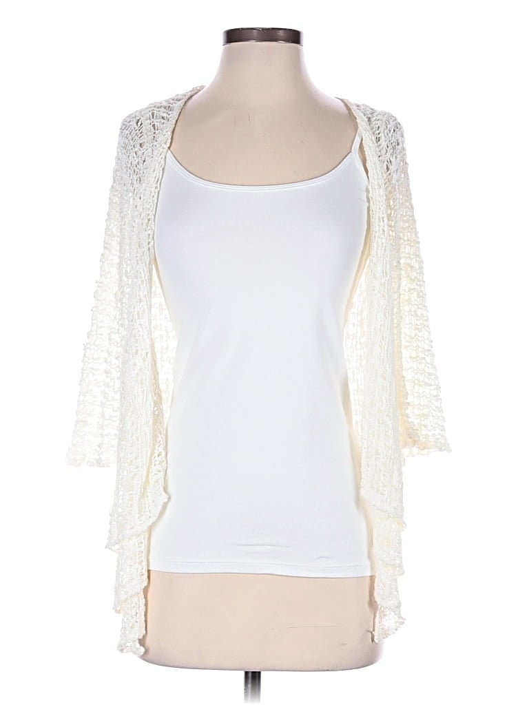 Pre-owned Sivana 3/4 Sleeve Top White Square Neckline Tops