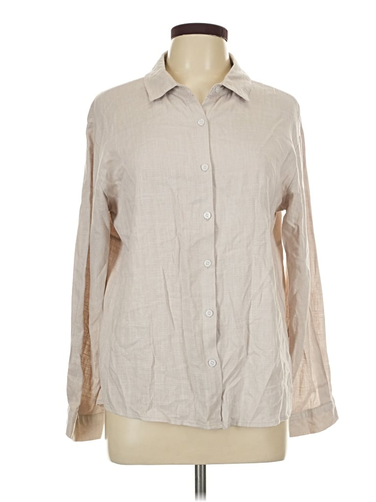 Pre-owned Unbranded Long Sleeve Blouse In Tan