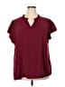 Shein Curve 100% Polyester Burgundy Short Sleeve Blouse Size 18 Plus (3) - photo 1