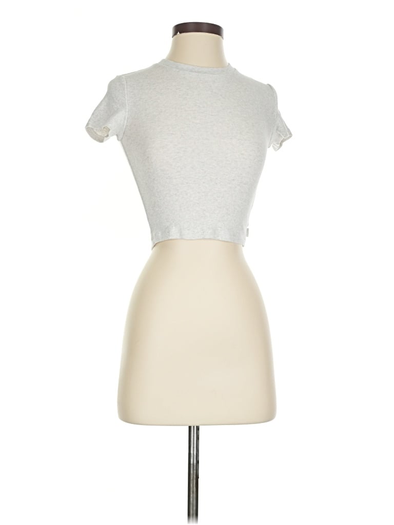 Pre-owned Tna Short Sleeve Turtleneck In Silver