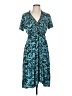 En Focus Studio Animal Print Teal Casual Dress Size 8 - photo 1