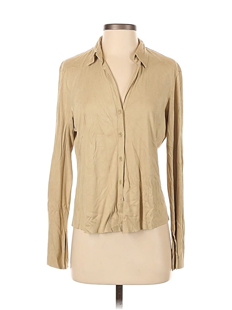 Pre-owned Max Studio Long Sleeve Blouse In Tan