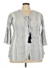 Indigo Thread Co. 100% Cotton Gray 3/4 Sleeve Blouse Size 2X - photo 1