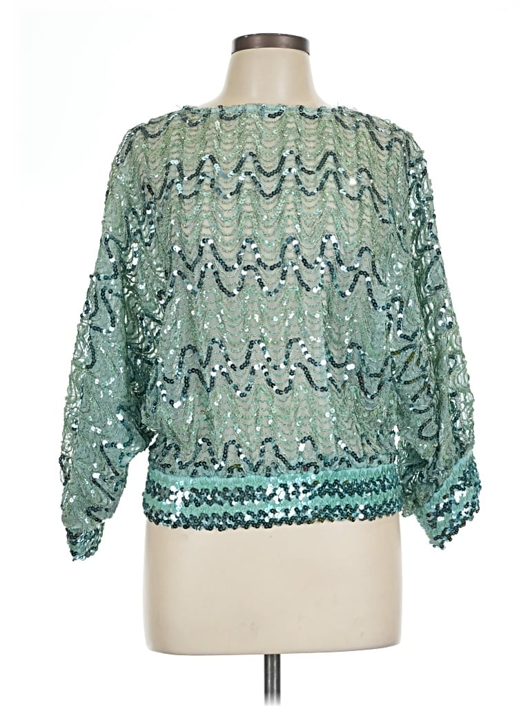 Pre-owned Unbranded 3/4 Sleeve Blouse In Green