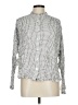 Ann Taylor LOFT 100% Rayon Checkered-gingham Silver Long Sleeve Blouse Size L - photo 1