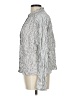 Ann Taylor LOFT 100% Rayon Checkered-gingham Silver Long Sleeve Blouse Size L - photo 5