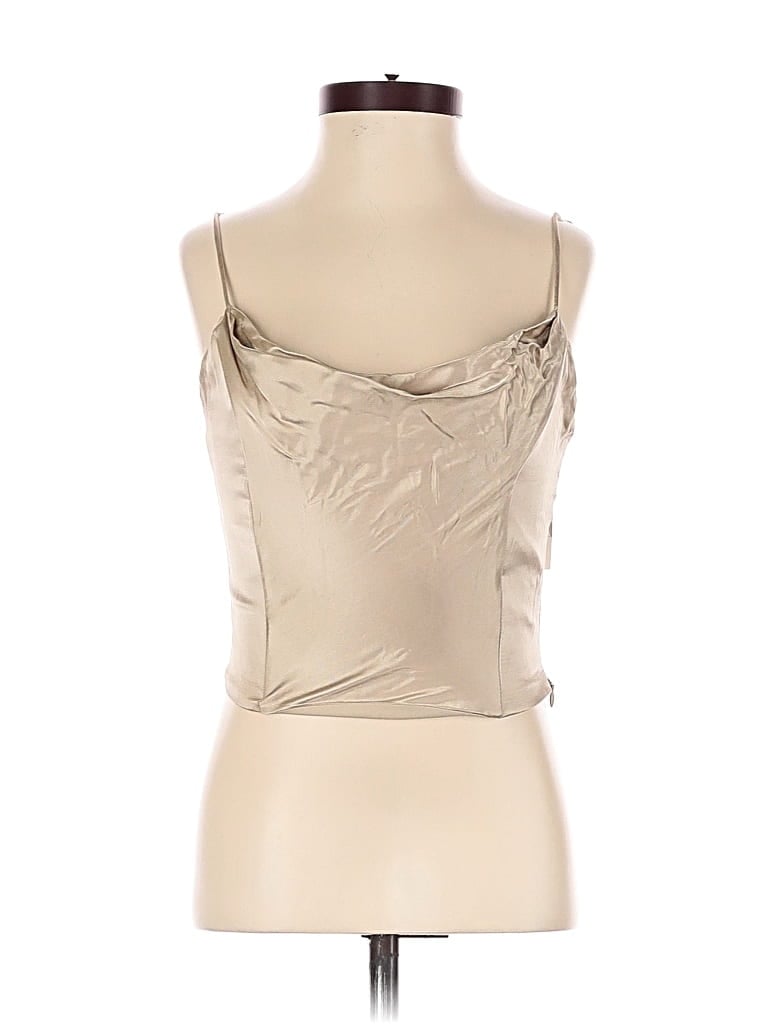 Zara Sleeveless Top Tan Sweetheart Neckline Tops In Brown