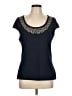 St. John Black Blue Short Sleeve Top Size L - photo 1