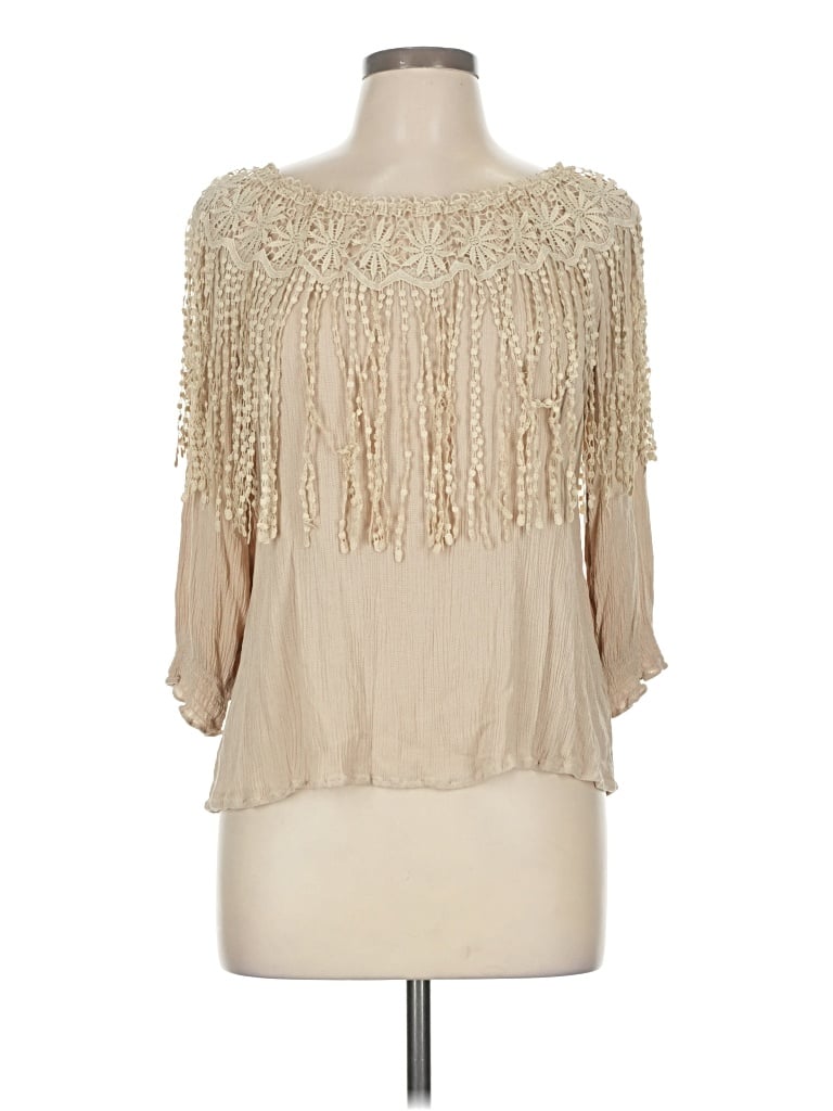 Pre-owned Kye Mi 3/4 Sleeve Blouse In White