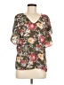 Fourteenth Place 100% Polyester Floral Brown Short Sleeve Blouse Size M - photo 1
