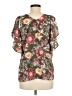 Fourteenth Place 100% Polyester Floral Brown Short Sleeve Blouse Size M - photo 2