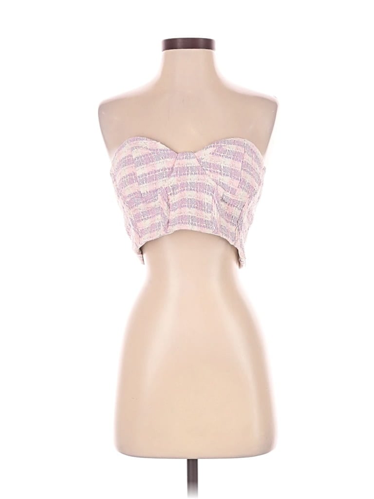 Zara Sleeveless Top Pink Strapless Neckline Tops