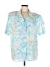 Sheridan Square 100% Polyester Tropical Blue Short Sleeve Blouse Size EU 42 / US 12 - photo 1