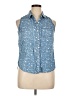 confess 100% Cotton Stars Blue Sleeveless Button-Down Shirt Size XL - photo 1