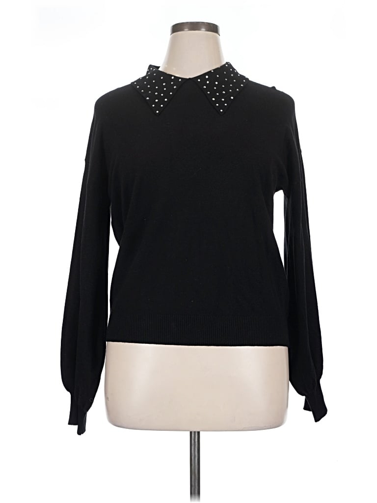 Pre-owned Liv Long Sleeve Blouse In Black